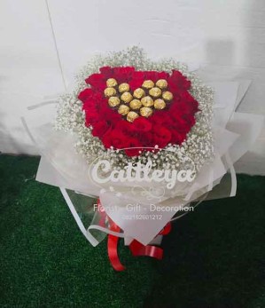 buket bunga mawar merah segar